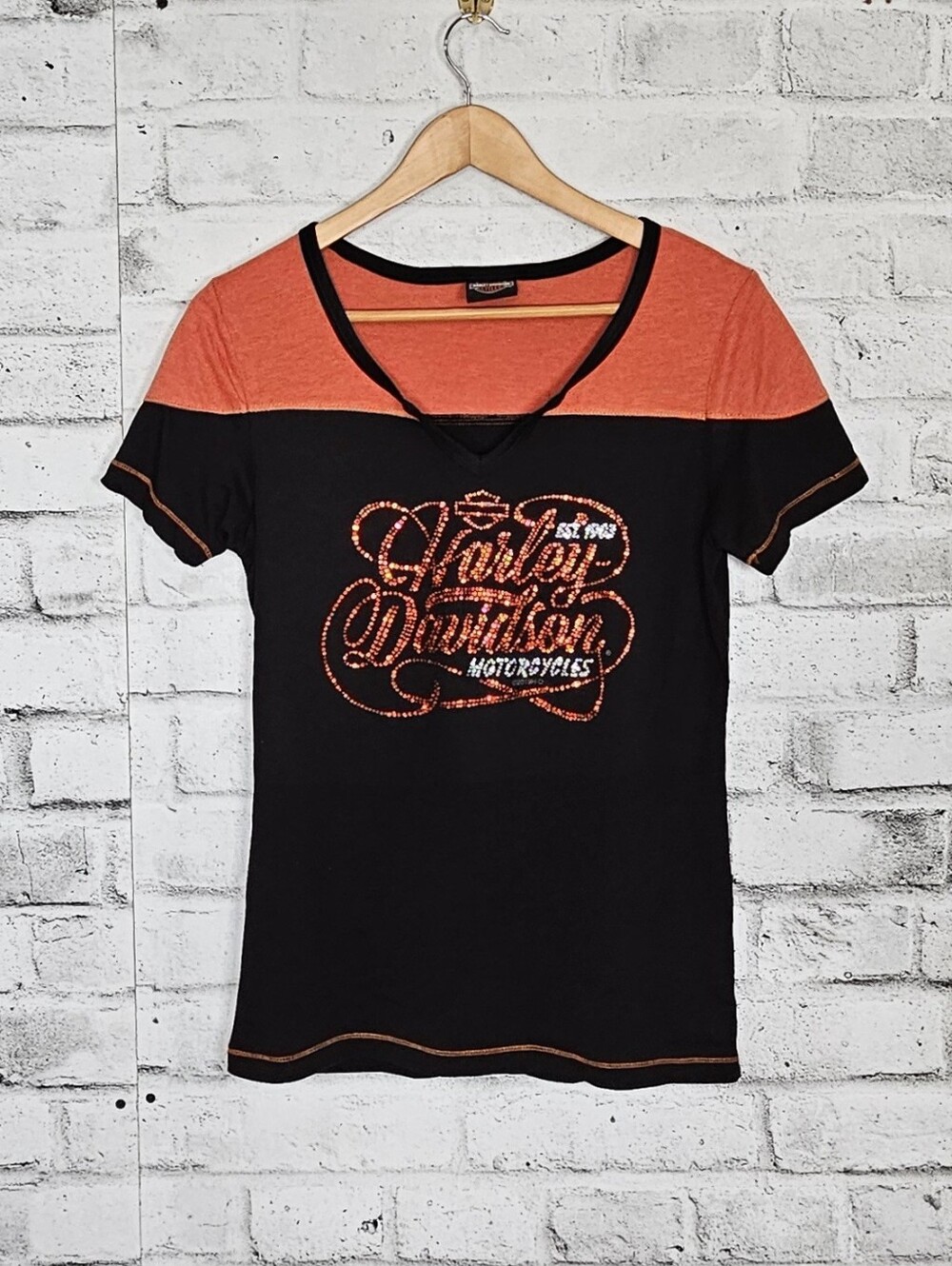 Harley Davidson Kane's Calgary Rhinestone Graphic Tee Medium
